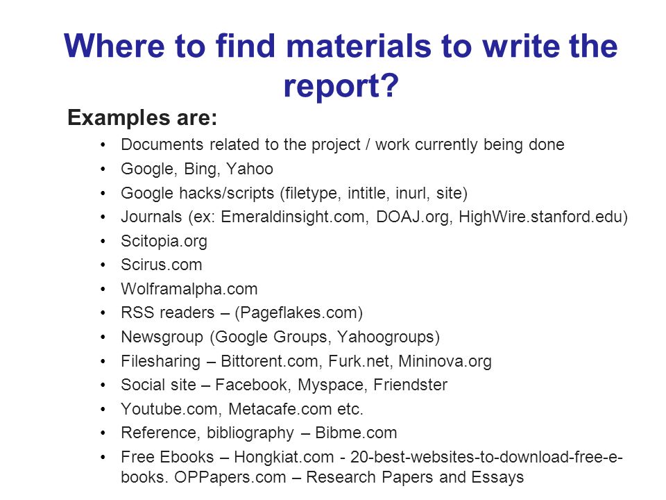 How to write a report on a project